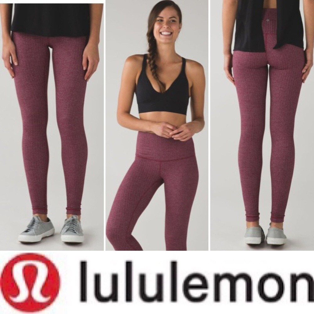 Lululemon Wunder Under High Rise Heathered Herringbone Bordeaux Drama 4